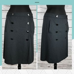 Loft - Sailor Button Faux Wrap Twill Skirt